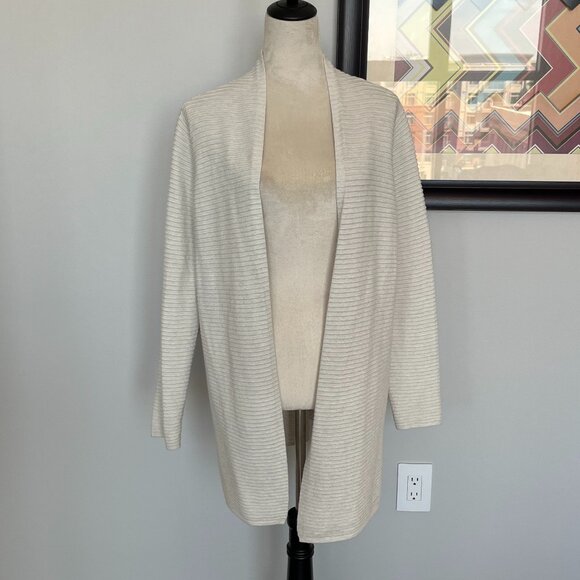 Cyrus Sweaters - Cyrus Cream Shawl Collar Long Cardigan L